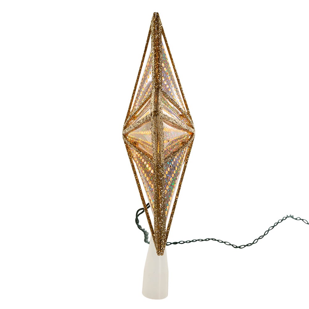 Kurt Adler 10-Inch Gold and Iridescent Lighted Star Tree Topper